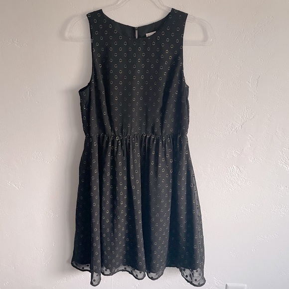 a new day Dresses & Skirts - A New Day black gold polka dot sleeveless dress size M like new!